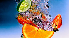 Splashes water fruits food