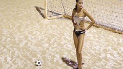Sports balls woman legs brunettes soccer models football ball