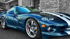 Sports cars HDR Photography dodge viper selective coloring blue 