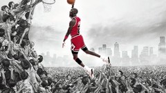 Sports crowd basketball chicago bulls Michael Jordan slam dunk