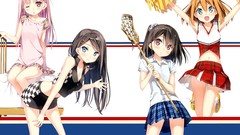 Sports Photoshop red eyes skirts anime girls blue eyes wink 