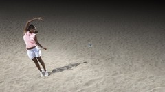 Sports woman fencing Gymnast arms raised