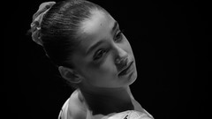 Sports woman gymnastics black background faces monochrome Aliya 