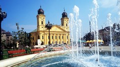 Squares fountain hungary churches Debrecen
