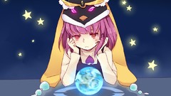 Stars Anime hats Earth planets pink hair pink eyes anime girls 