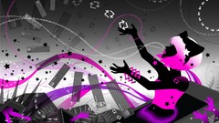 Stars black abstract hands arrows pink hair long hair anime 