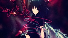 Stars black dark weapons wings Anime snakes dress bows spears 
