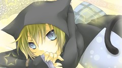 Stars blondes blue eyes vocaloid kagamine len animal ears tails 