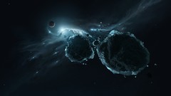 Stars blue ice silver Asteroids planets nebulae outer space 