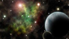 Stars bright lights planets lens flare galaxies outer space 