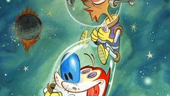 Stars cats Dogs planets spaceships outer space artwork Ren And 