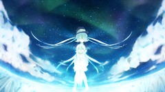 Stars clouds hats long hair anime girls yellow eyes open mouth 