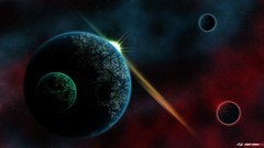 Stars clouds moon planets outer space fantasy art spacescape