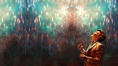 Stars Doctor Who smiling glowing artwork looking up matt smith 