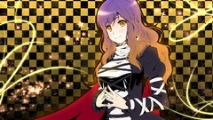 Stars dress checkerboard blush long hair brunettes yellow eyes 