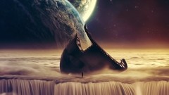 Stars Earth another world planets outer space artwork digital 