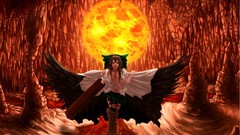 Stars fire weapons wings red eyes bows stockings skirts caves 