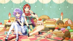 Stars food Anime dress hats Sweets Candies sitting tongue bows 