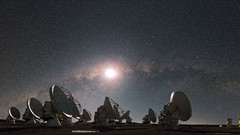 Stars glow antenna panorama outer space skyscapes
