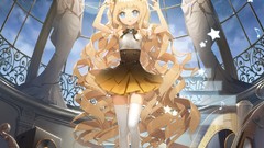 Stars harp statues blondes skirts speakers blue eyes vocaloid 