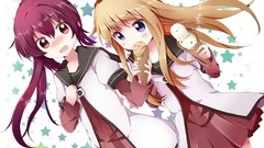 Stars ice cream blondes anime girls school uniforms seifuku 