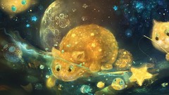 Stars moon cats fish jellyfish footprint digital art digital 