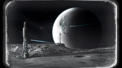 Stars moon Earth planets spaceships vehicles science fiction 