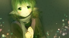 Stars scarfs anime girls green eyes short hair green hair 