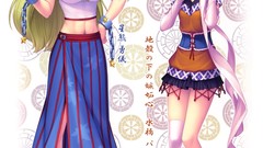 Stars text dress Japanese horns elves navel red eyes earrings 