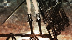 Stars weapons navel Shorts drawings long hair anime girls boots 