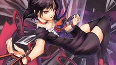 Stars weapons wings dress trident flying red eyes bows 