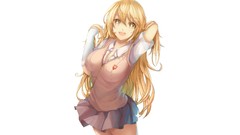 Stars white background gloves schoolgirls blondes skirts 