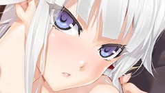 Stars white hair faces omega blue eyes game cg happoubi jin 