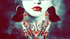 Stars woman blood lips Jewelry mouth digital art vectors 