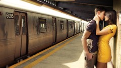 Station dress lovers kissing brunettes vehicles models metro 