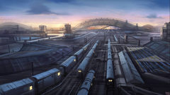 Station trains railroad tracks