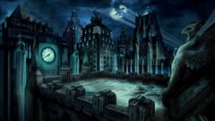 Statues comics architecture clocks cities Gotham City rooftops 