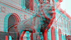 Statues Lions stereoscopic