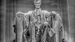 Statues USA Abraham Lincoln artwork grayscale Honest Abe