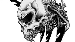 Steampunk drawings skulls artwork cybernetic