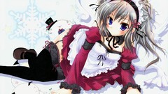 Stockings anime girls blue eyes akane-iro ni somaru saka 