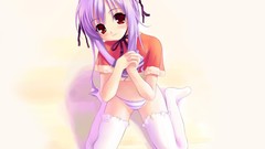 Stockings anime girls short hair panties Simple Background 