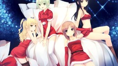 Stockings blondes anime girls short hair green hair 