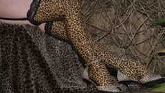Stockings high heels leopard
