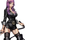 Stockings pink hair anime girls artwork boobs Simple Background 