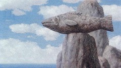 Stones clouds surrealism fish paintings rocks artwork 