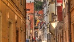Street castle capital old buildings slovakia Bratislava