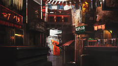 Streets signs pagodas artwork