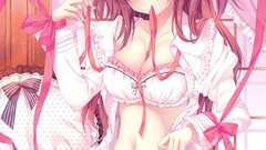 String anime girls bra mitha ecchi cleavage panties thigh highs 