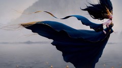 Style Flowers fantasy wind Water Lilies mist ornaments long 